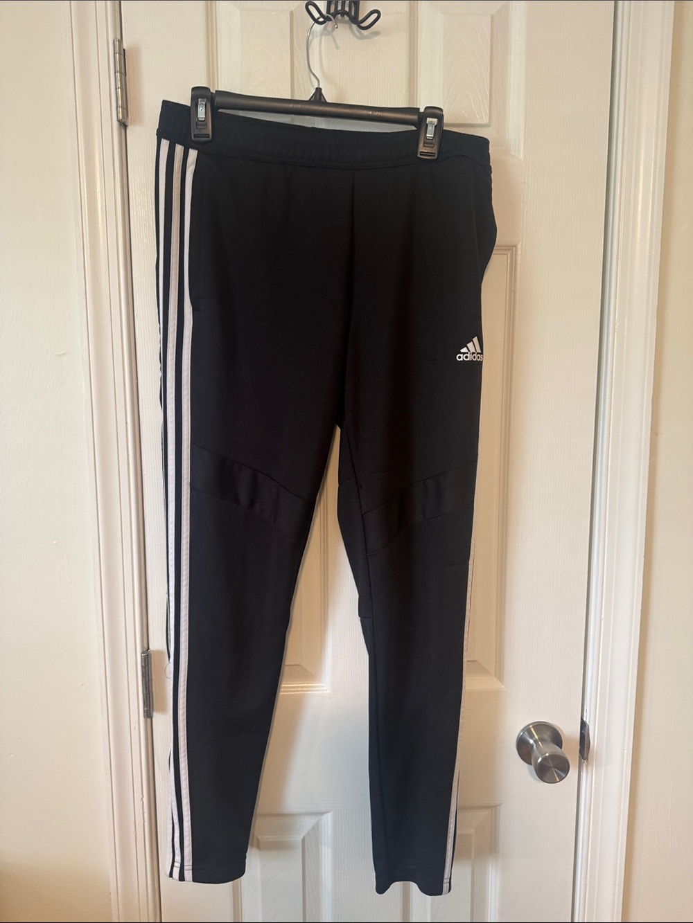 adidas Black Track Pants with White Three-Stripe Detail